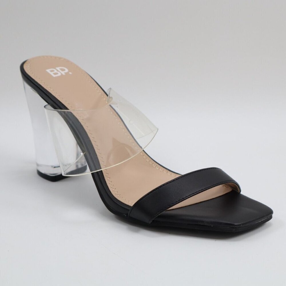 NWOB BP Translucent and Black Block Heel Strap Noami Sandals 9